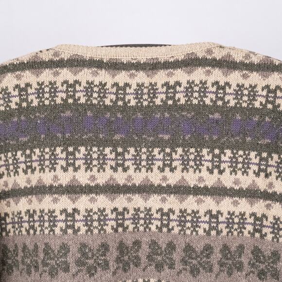 Vintage Women's Woolrich Sweater LARGE USA Made Fair Isle Nordic Classic Cotton - Picture 5 of 6